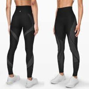 Lululemon Mapped Out High-Rise Tight, Black/Glacier Gray, Size 12